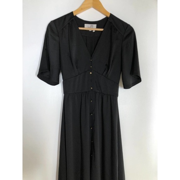 Ba&sh Pamela Dress V Neck Midi Black XS - Picture 10 of 16